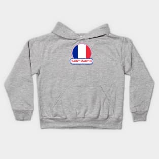 Saint Martin Country Badge - Saint Martin Flag Kids Hoodie